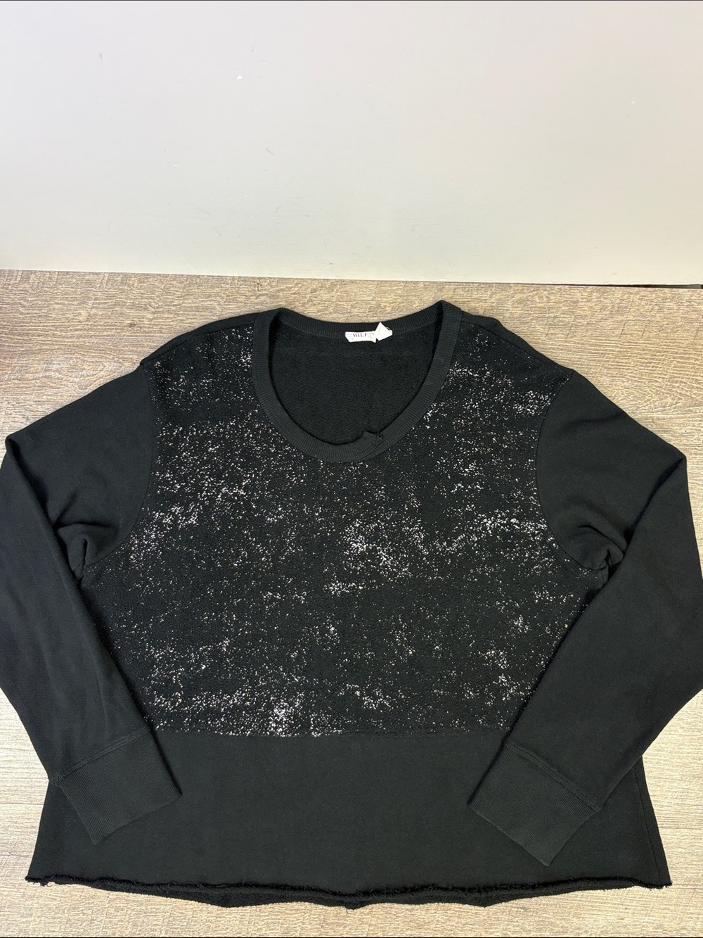 Wilt Black Distressed Metallic Foil Sweatshirt Size XL Made in USA